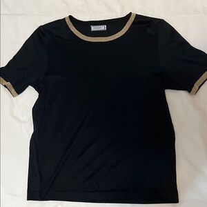 Yves Saint Laurent YSL Black Tee with Gold